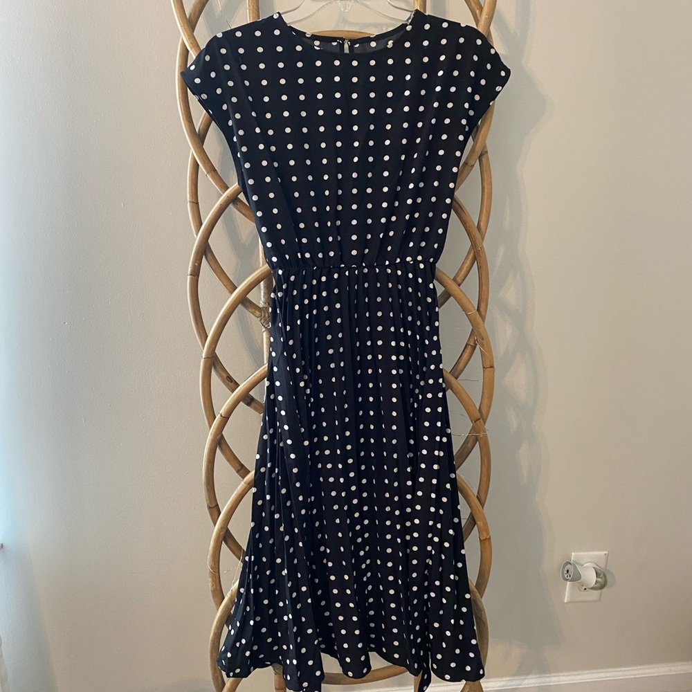 Anna- Kaci Polka Dot Cap Sleeve Dress View 3